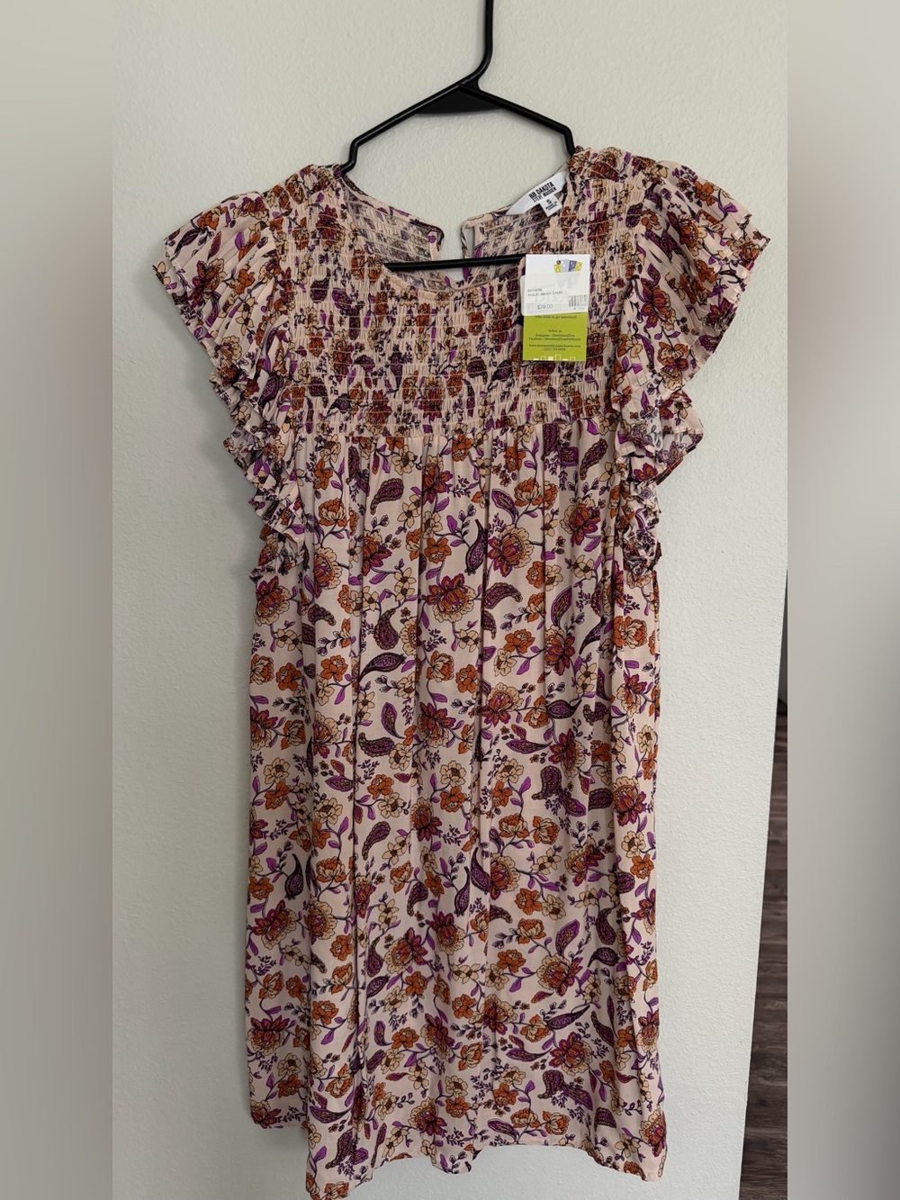 BB Dakota Floral Ruffle Sleeve Dress in Pink, Purple, Orange